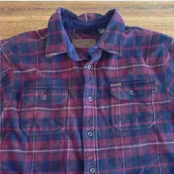 ORVIS Flannel Shirt Mens Extra Large Plaid Shacket Heavyweight Workwear - Picture 5 of 14